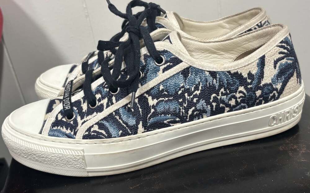 Authentic Christian Dior Walk'n'Dior Low Top Sneakers in Blue Toile de Jouy Size - Picture 3 of 5